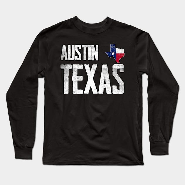 Vintage Austin Texas State Flag Long Sleeve T-Shirt by Mash92